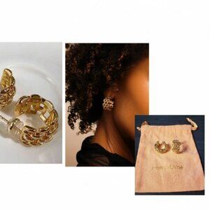 NWT Emma & Chloe Paris pale gold creole hoop earrings